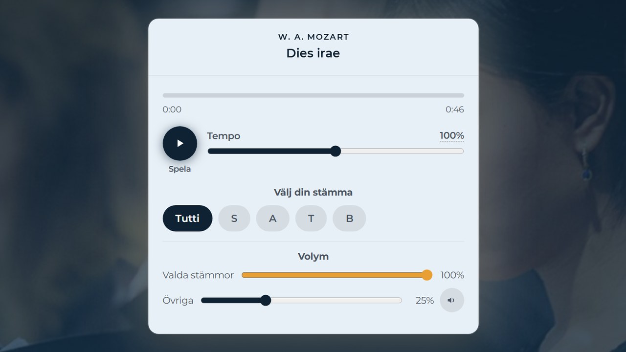 Spelaren på sjung.se: välj din stämma och ditt tempo